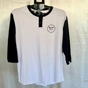 Brixton Men’s | Black & White Raglan Henley Tee | Size L